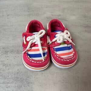 Sperry, Top-Sider Jr Bahama Crib Shoe, US 1M Pink Blue Orange Baby Boat Shoes